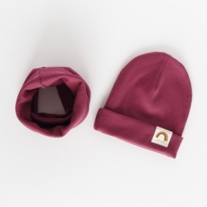 Nitki Kid's Fashion - Komplet czapka z kominem prążek Rainbow - Smoky Lilac "M" (Z3899)