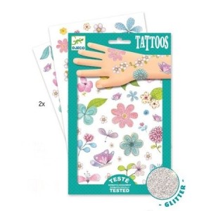 Djeco - tatuaże dla dzieci brokatowe - Kwiaty (Z3978)